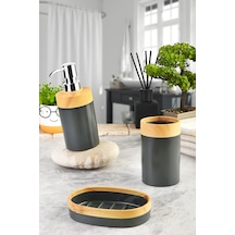 Gri Krom 3'lü Banyo Seti Gri