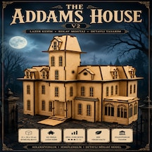 The Addams House V2 Ahşap Maket Seti Dıy Gotik Köşk Mimari Koleksiyoner Modeli 162 Parça