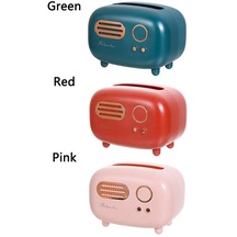 Kırmızı-retro Radyo Modeli Doku Kutusu Masaüstü Kağıt Tutucu Vintage Dağıtıcı Depolama Peçete Durumda Organizatör Islak Mendil Dekorasyon Kutusu