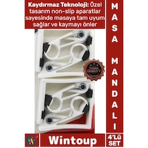 Mandal Kalite Kaymaz Örtü Tutucu Kaydırmaz Aparatlı Şık Beyaz Plastik 4'lü Yaylı Masa Mandalı Seti