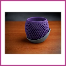 Gees Global 3d Baskı Küre Saksı - Kafes Dokulu İki Parçalı Dekoratif Saksı - Mor-gri Gbzs 33845778
