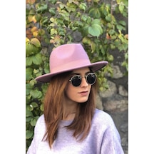 Külah Gül Kurusu Fötr Şapka - Standart Pembe