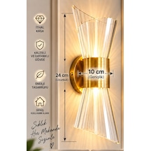 Gold Modern Aplik Duvar Lambası 3 Renk Işık Modlu Elektrikli Şık Dekoratif Led Aydınlatma Pilli Değildir Sarı