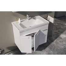 Orka Enez 80 Cm Mdf Beyaz Banyo Dolabı Alt Modül Ve Lavabo Beyaz