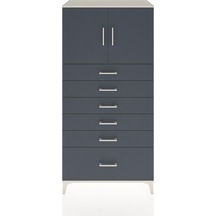 Hyperion Dolap Tek Raflı 6 Çekmeceli 2 Kapaklı 88x44x182 Aytaşı-antrasit Aytası