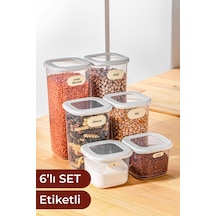 Vienev Etiketli Kare Erzak Saklama Kabı 6'lı Set 2x 0.55 L 1.2 L 1.75 L Beyaz