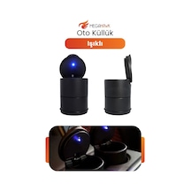 Araç İçi Küllük Kapaklı Led Işıklı Oto Küllük Bardaklığa Uyumlu Koku Sızdırmaz