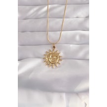 316l Çelik Gold Renk Güneş Figür Vintage Kolye - Tj-bko9060 Gümüş