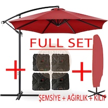 Gunbo Home 3 Mt 8 Kaburga Full Demir 21 Kg Kırmızı Bahçe Şemsiyes