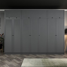 Kale 7 Mebran Panjur Kapaklı 2 Çekmeceli Dolap Ve Yüklük Antrasit 235cm Antrasit