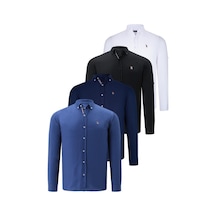 Dörtlü Set G674 Dewberry Erkek Gömlek-siyah-beyaz-lacivert-indigo Siyah-beyaz-lacivert-indigo