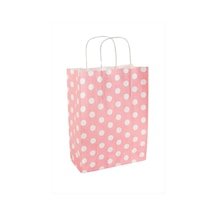 8x18x24 - 574 - Cm Benekli Büküm Saplı Kağıt Poşet 1 - Ece-umay - Adet Pembe