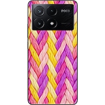 Poco X6 Pro Uyumlu Mor Sarı Örgü Baskılı Silikon Kılıf Renkli
