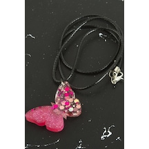 Csmtex 1 Kelebek Epoksi Kolye-pembe Çok renkli