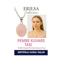 Erilsa Sertifikalı Oval Pembe Kuvars Taşı Kolye Aşk, Şefkat Ve Duygusa Çok Renkli