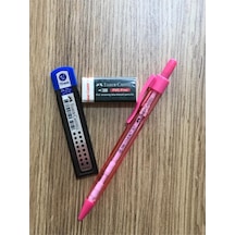 Faber Castel Tri Click 0.7mm Uçlu Kalem-silgi-uç Seti Pembe Pembe