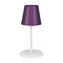 Şenay Aydınlatma Metal Ayaklı Konik Kumaş Abajur Masa Lambası 14 cm Mor