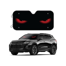 Chuangyinshop Kırmızı Göz Rüzgarlık Güneşlik Oto Güneşliği Uv Koruma Katlanır 4 Vantuz Soğuk Tutar Plaj Manzara