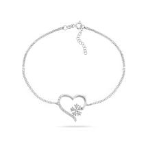 Brezza Lusso Jewelry 925 Ayar Gümüş Zirkon Taşlı Kar Tanesi Kalpli Kadın Gümüş Bilekli