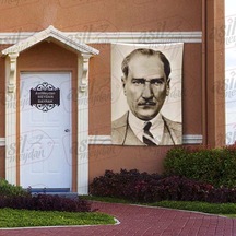 Sivil Gazi Mustafa Kemal Atatürk - Portre - Takım Elbiseli Modern Atatürk Poster Bayrak 100x150 Cm 1