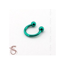 Parlak Yeşil Top Uçlu Yarım Halka Çelik Piercing P387 Beyaz