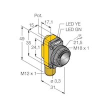 Turck 7700655 Lo6.5m-bt18-vp6x2-h1141 Fotoelektrik Sensör Reflektörlü Silindirik/kübik Gövde 6.5m Algılama Pnp M12 Konnektörlü