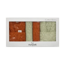 Kilim 8 Parça Aile Bornoz Takımı Kiremit-haki