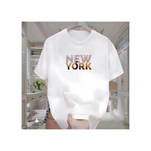 Tarzsokak Newyork Baskılı Beyaz