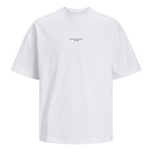 Jack & Jones Göğüs Logo Baskılı Tişört - Santorini 12251774 Bright Beyaz