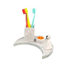 Betonmall Marble Serisi Hilal Tepsili Diş Fırçalık Seti Gri