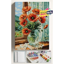Sayılarla Boyama Seti Numaralı Tuval Fırça Boya Dahil Kasnaklı Set 50x70 Cm - Gelincik