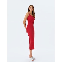 Koton Drape Detaylı Slim Fit Midi Boy Tek Omuz Elbise Kırmızı 5sak80180ek Kırmızı