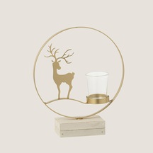 Yigo Geyik Desenli Tealight Mumluk Kahverengi