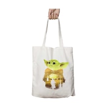 Art Hediye Yoda Baby Yoda İki Taraf Kalıcı Yıkanabilir Okul Plaj Omuz Bez Çanta Çok Renkli