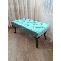 Kapitoneli Ayak Ucu Kapı Önü Antre Bench Puf Siyah Ayak 120 45 Turkuaz