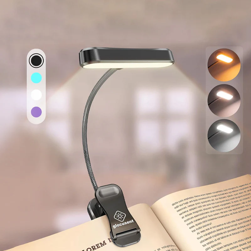 Glocusent Yatay Et Başlıklı Amber Kitap Lambası - Siyah