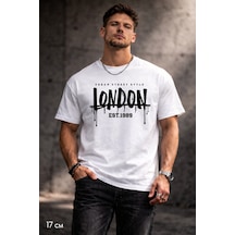 Herkesemoda Urban Streat Yazı Detaylı Basic T-shirt Beyaz
