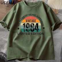 Flood Of Style 40th Doğum Günü Erkek Tişört Yapılan 1984 Vintage Tshirt 40 Yaşında T Shirt Erkekler İçin Rah Yeşil