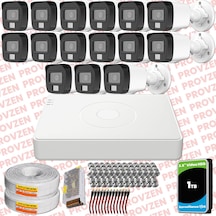 Provzen Hikvision 15 Kamera Hibrit Colorvu Full Hd Güvenlik Kamera Olay Anında Bildirim