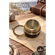 5 Adet Pirinç Pusula Navigasyon Aleti Metal Gövde Seyahat Ve Hobi İçin Compass Model 3548