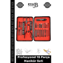 Just B7ack Paslanmaz Çelik Profesyonel Manikür Seti 15'li