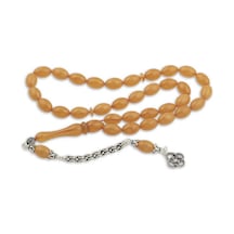 Gümüş Püskül Arpa Sıkma Kehribar Tesbih