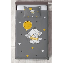 Mekta Home Bebek Ve Çocuk Odası Sarı Filli Balon Desenli Yatak Örtüsü Renkli