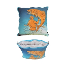 Balıkçı Olta Baskılı Battaniyeli Opsiyonel Yastık Kırlent (522627602)