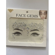 Face Gems Yüz Süsleme Taşı Vücut Kristali Model 16 Beyaz