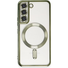 Mey İthalat Samsung Uyumlu Galaxy S22 Kılıf Kross Magneticsafe Kapak - Koyu Yeşil