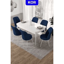 Masa Beyaz Sandalyeler Lacivert