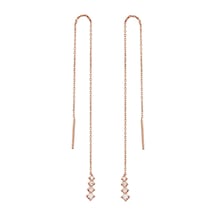 925 Ayar Gümüş Rose Işıltılı Zincir Küpe - 12036001 Rose Gold