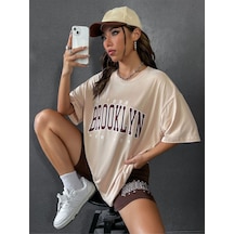 Flood Of Style Kadın Bej Brooklyn Bisiklet Yaka Tshirt