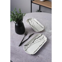 Beyaz Mermer Noyan Kayık Tabak 28 Cm 2 Adet 17951 Açık